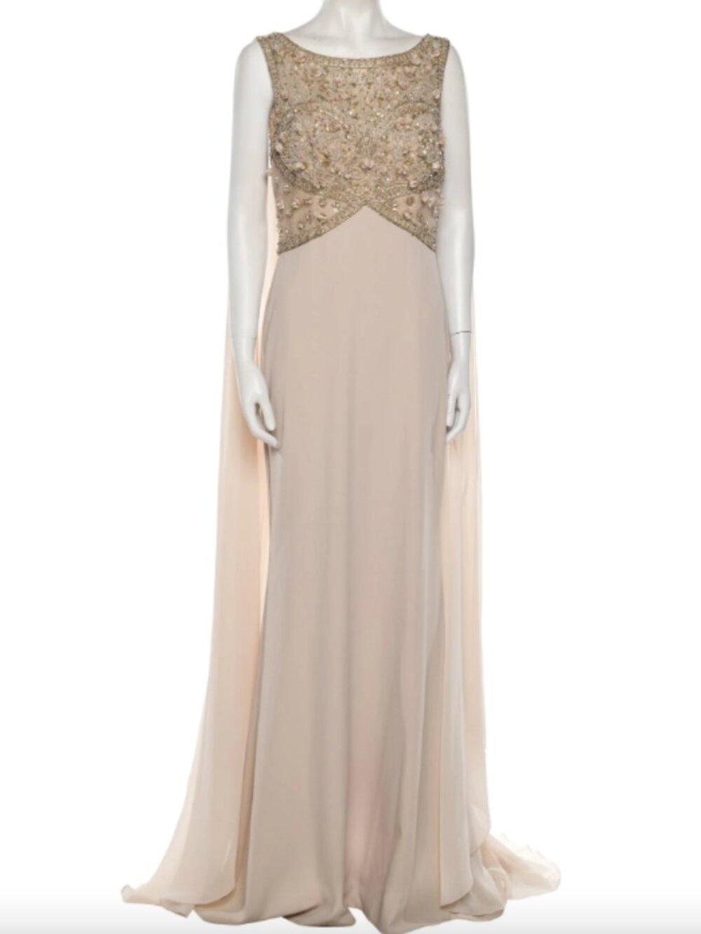 NWT Terani Couture Beaded Cape Gown